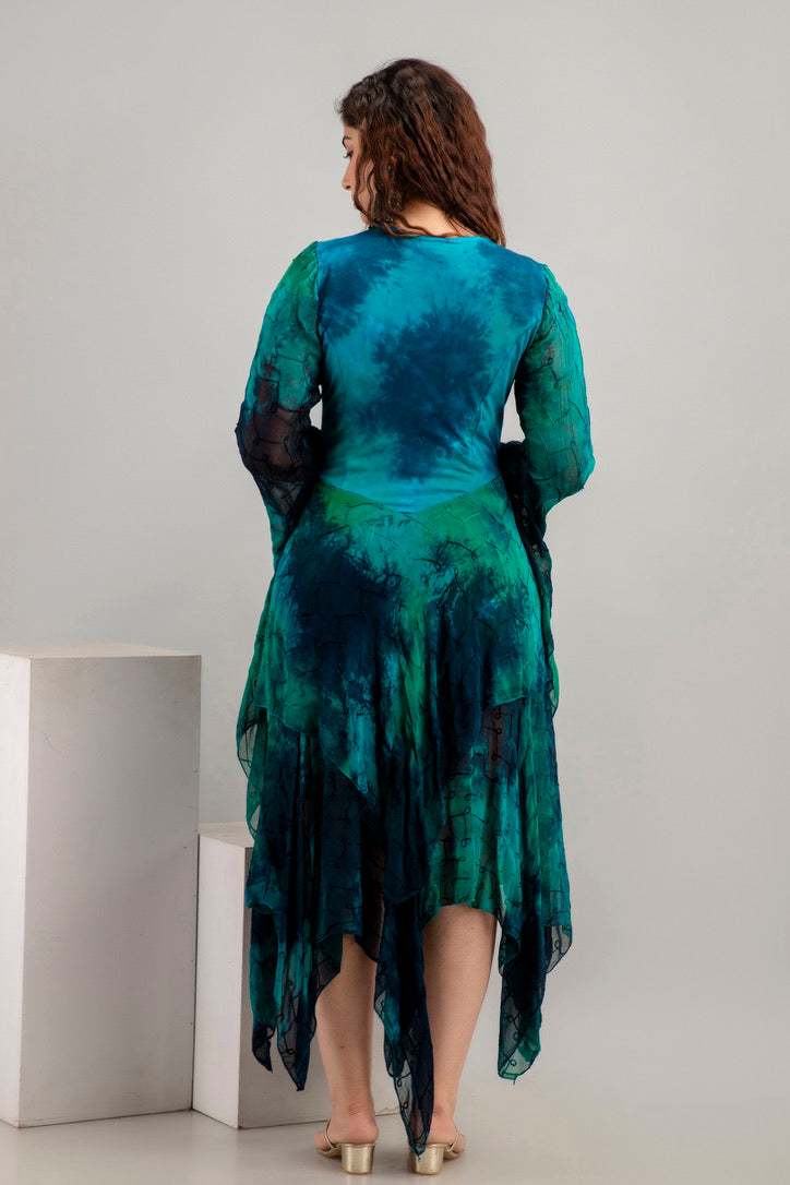 Medieval Sleeve Dress - Teal/Greens & Navy/Black