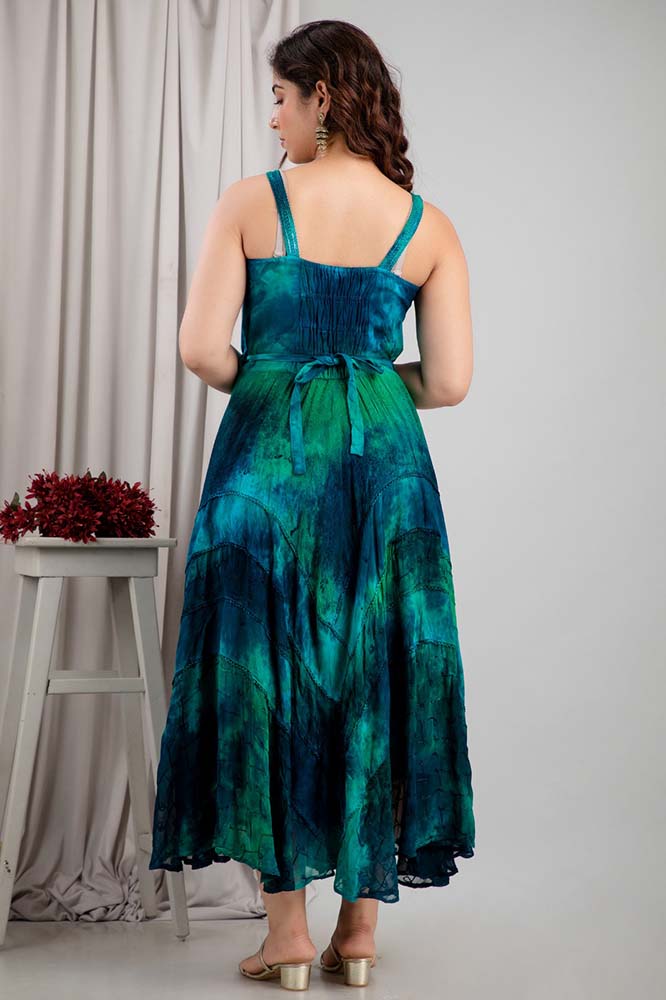 Lace Up Dress Teal Green