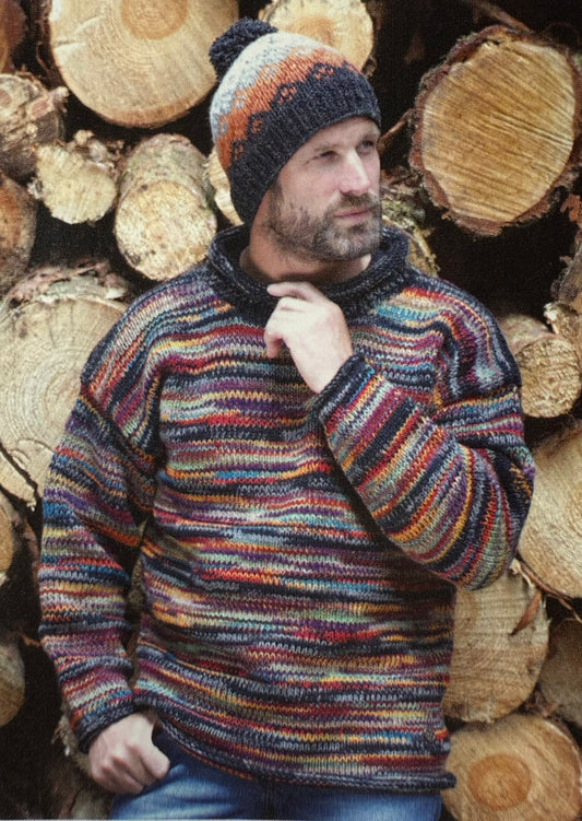Yak Thick Wool Jumper - Grey Multicoloured