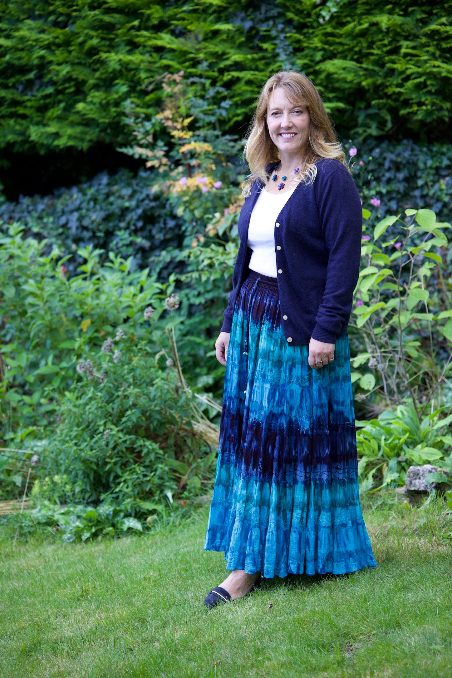 Skirt Cotton Navy Dip Dye - Main Image