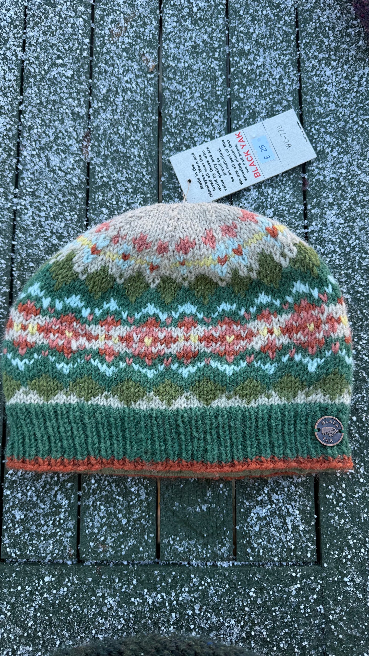 Yak Wool Fair Trade Fleece Lined Beanie Hat – Fair Isle Green