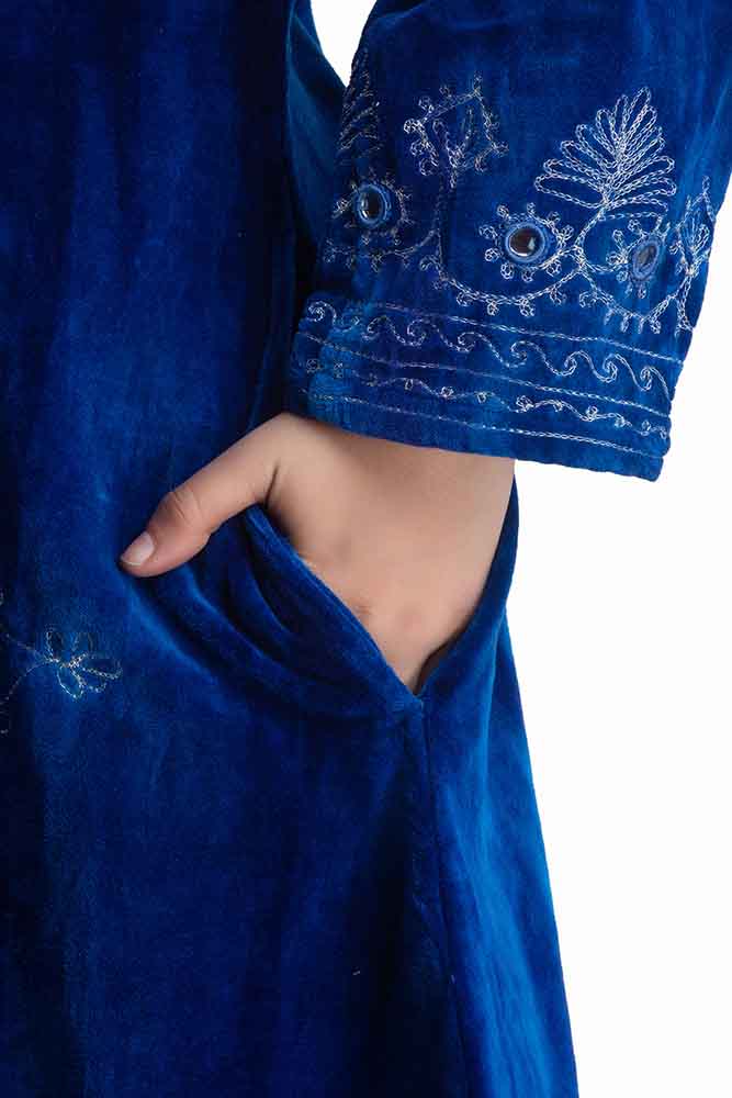 Velvet Coat Long - Midnight Blue