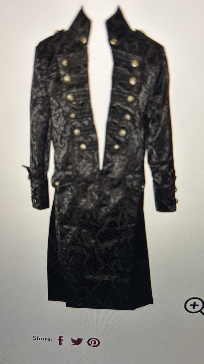 Military / Steampunk - Heavy Brocade Jacket - Black