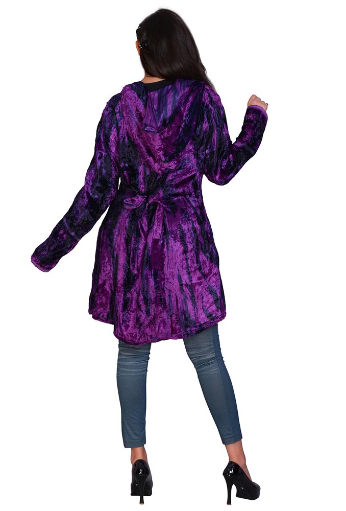 Purple Crushed Velvet Hooded Jacket