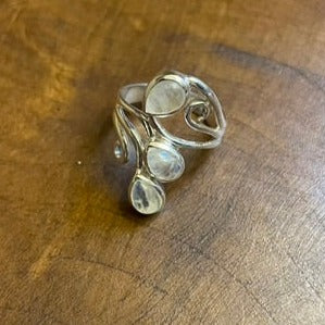 Sterling Silver Moonstone Swirl Ring