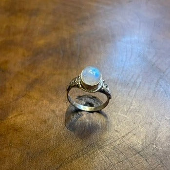 Rainbow Moonstone Silver Ring