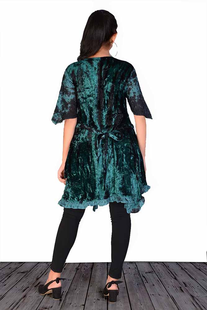 Velvet Tunic Top - Teal Green