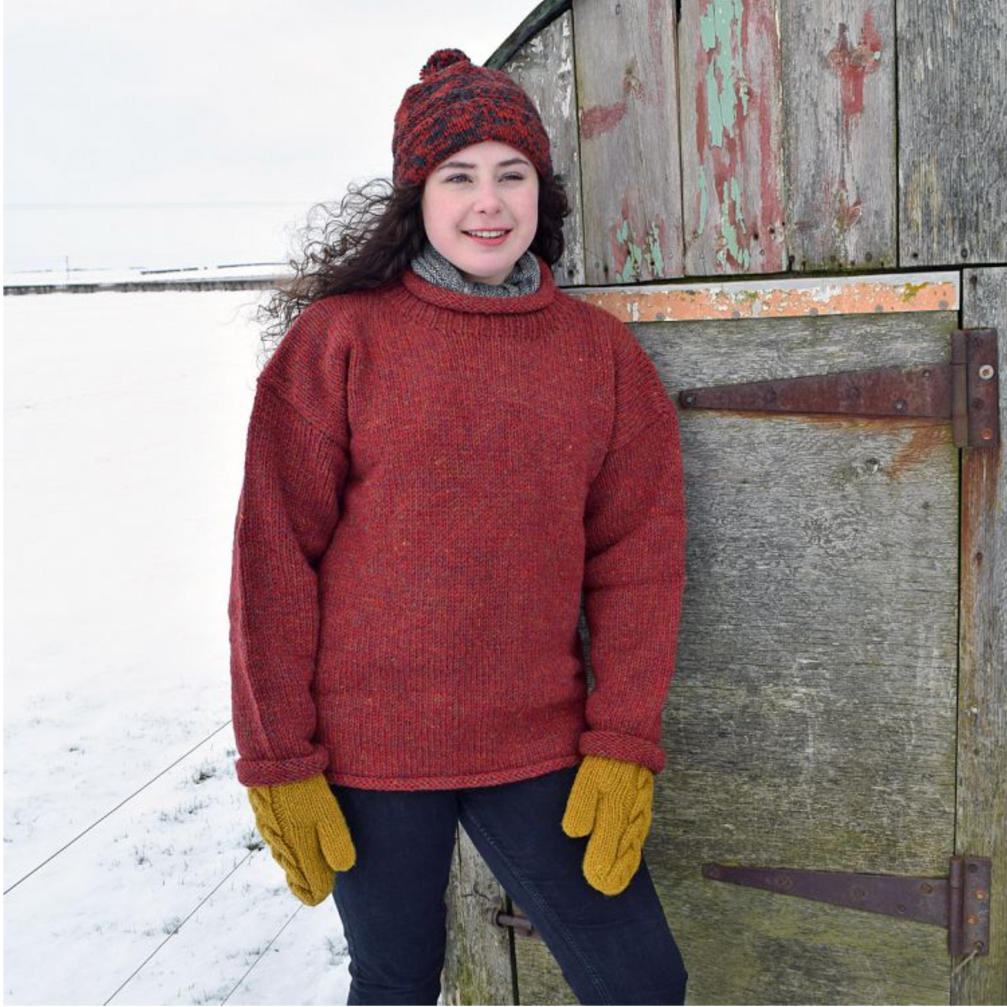 Yak Thick Wool Burnt Orange Jumper - Rust Heather