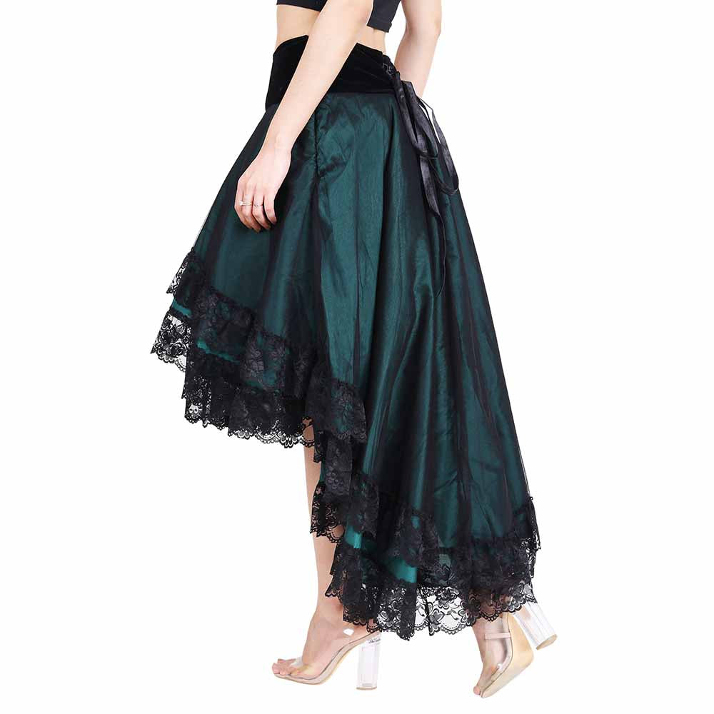 Green Satin Skirt Steampunk / Pirate