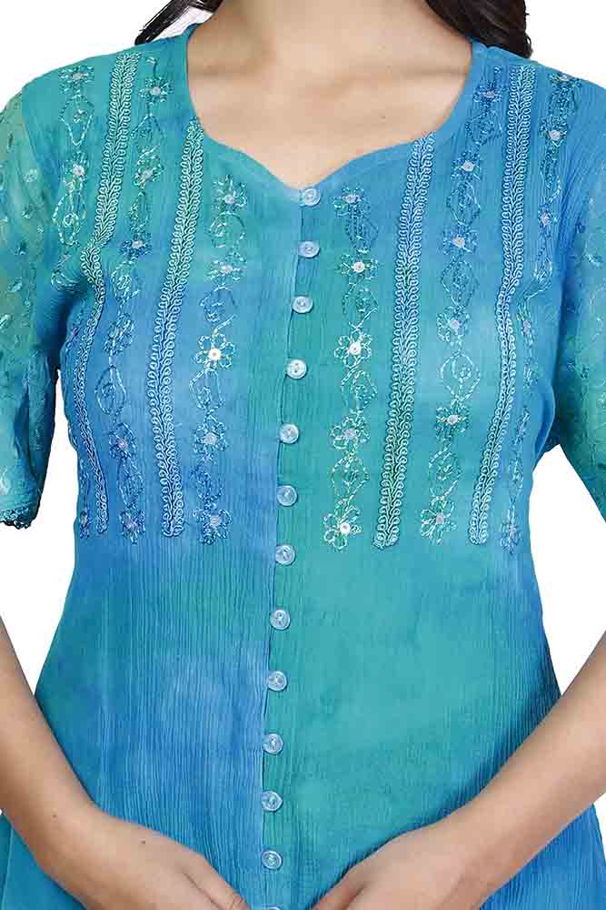 Cheesecloth Top Turquoise
