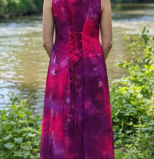 Berry Mix Summer Dress – Flowy Boho A-Line Handkerchief Hem Maxi (Festival, Holiday, Fairycore Style)