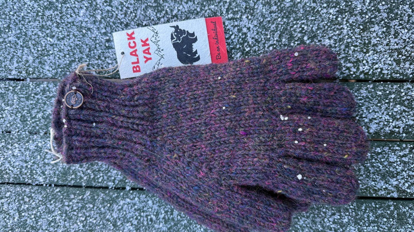 Yak Wool Fleece Lined Fingerless Gloves – Heather