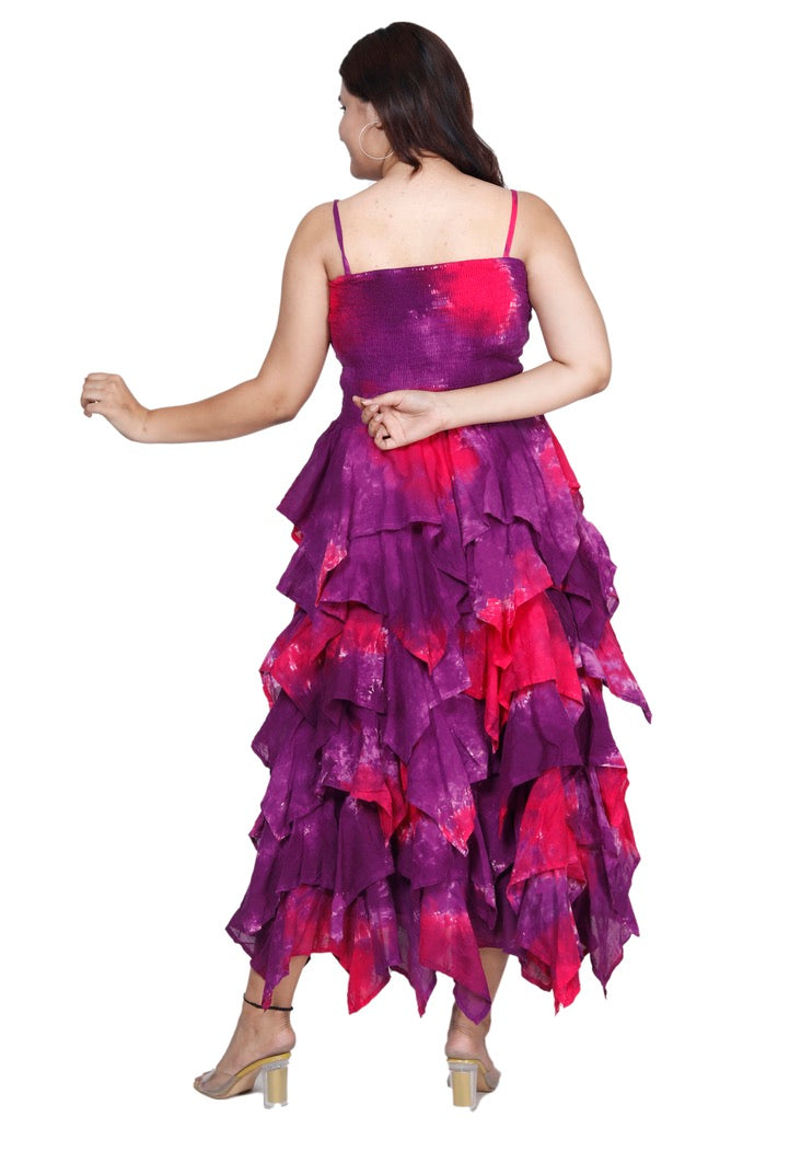 Sky Long Tiered Dress - Berry Mix