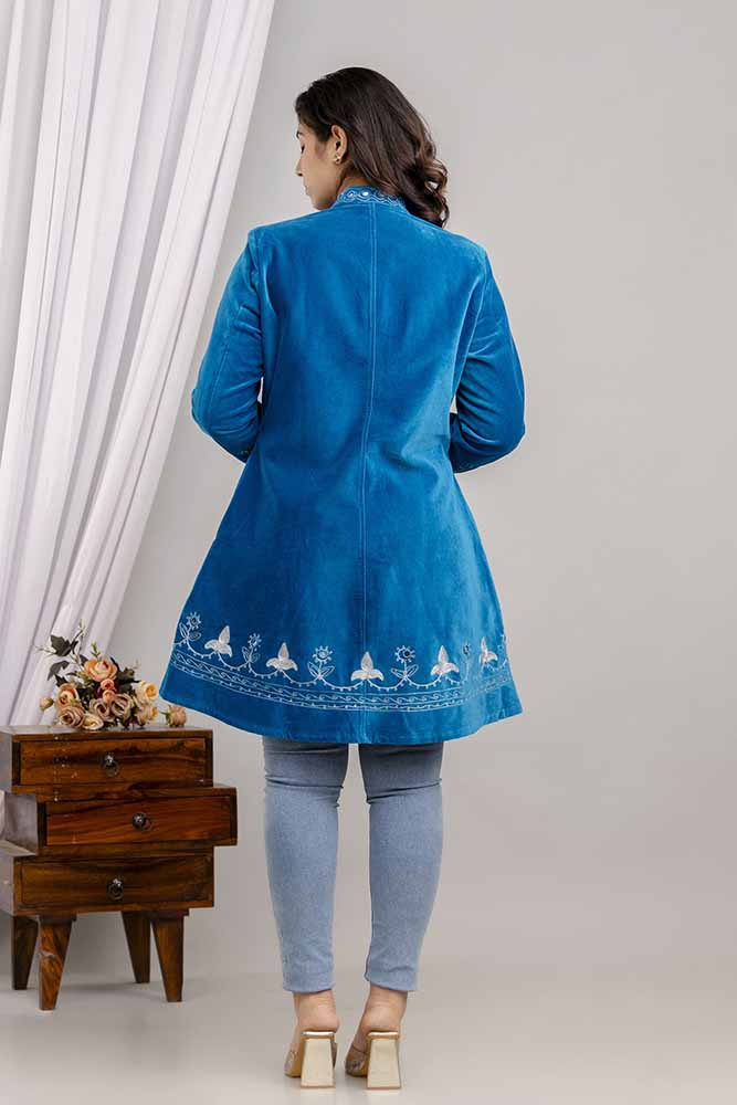 Velvet 3/4 Coat Electric Blue