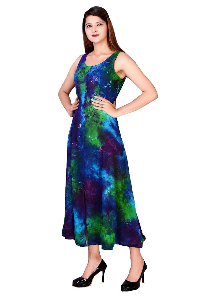 Summer Dress Blue Lime Mix