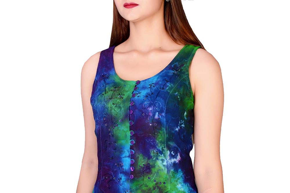 Summer Dress Blue Lime Mix