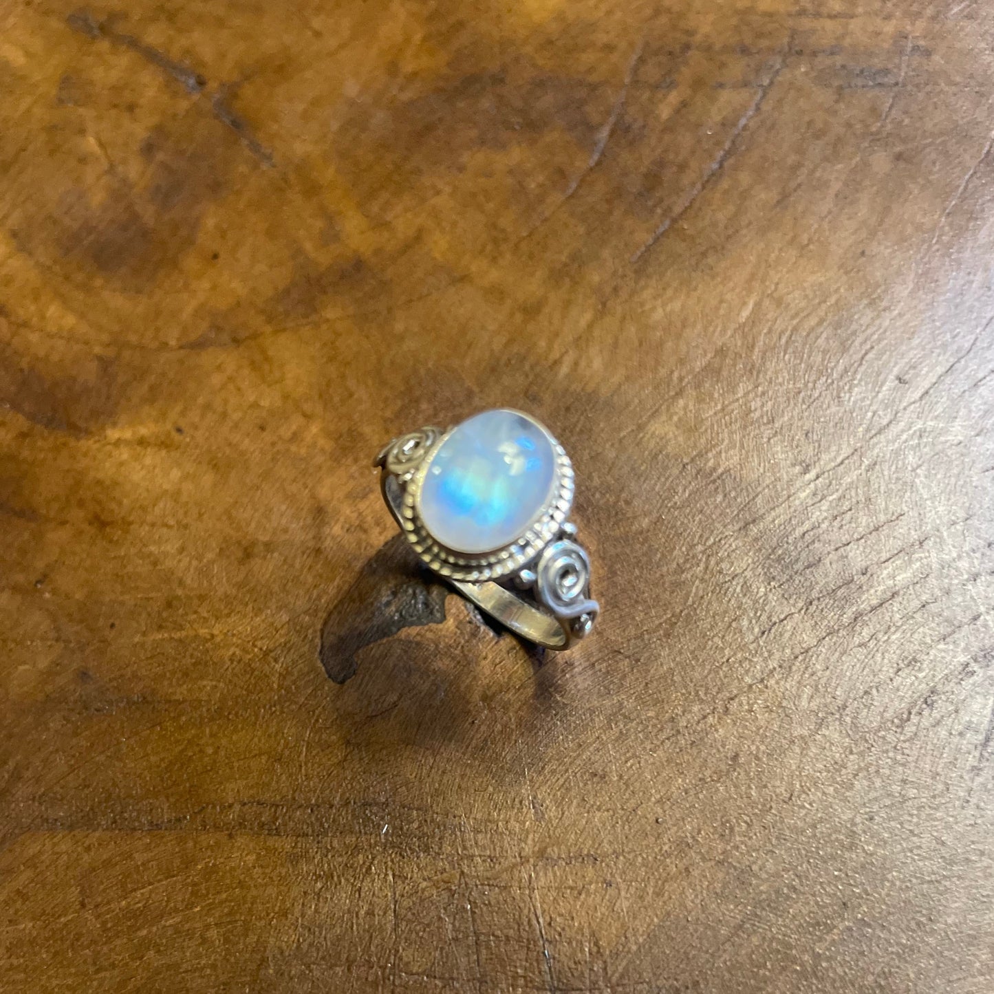Rainbow Moonstone Silver Ring