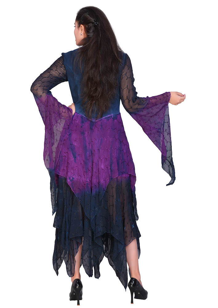 Medieval Sleeve Dress - Navy / Purple