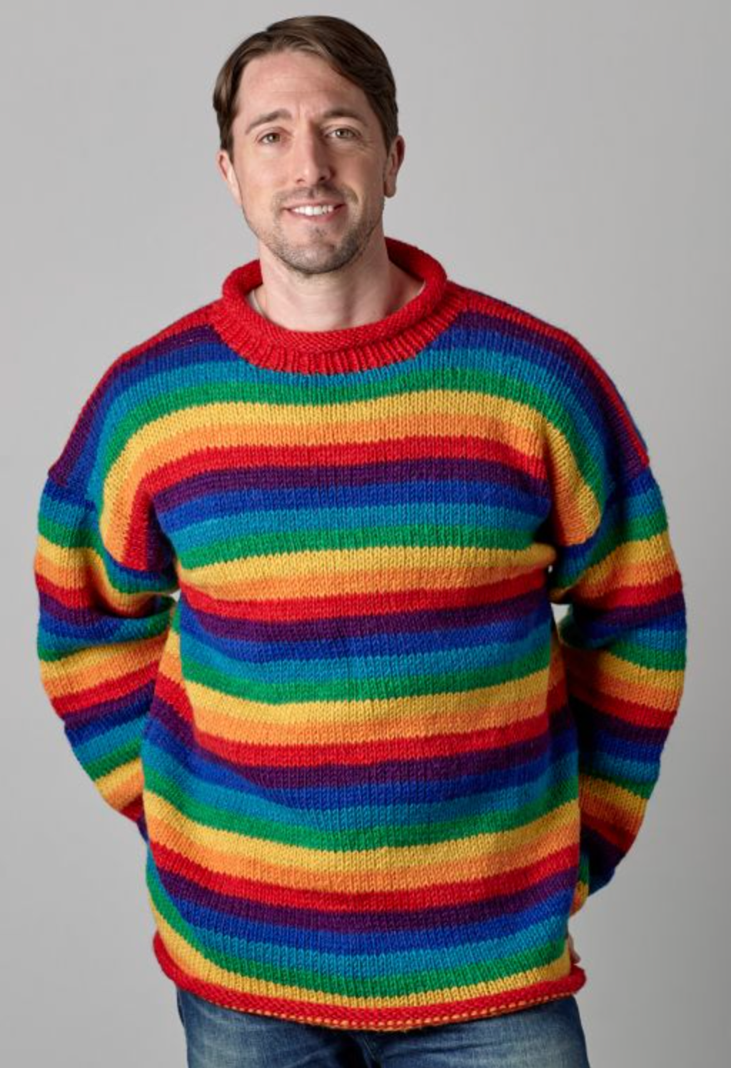 Natural Thick Wool Jumper Yak Wool - Rainbow