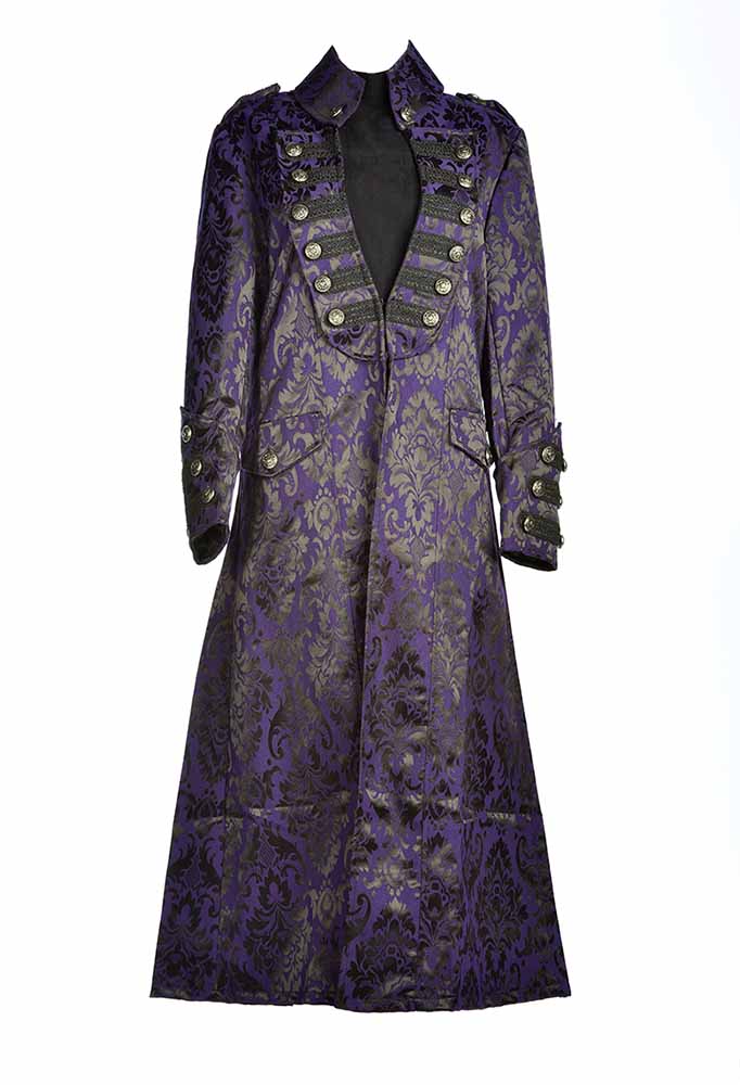 Military Steam Punk - Heavy Brocade Jacket - Purple/Black