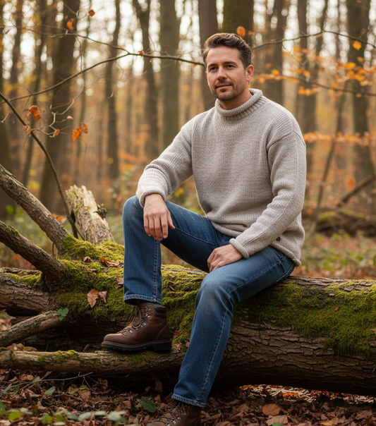 Natural Oatmeal Yak Wool Jumper – Hand-Knitted Fair Trade Warmth