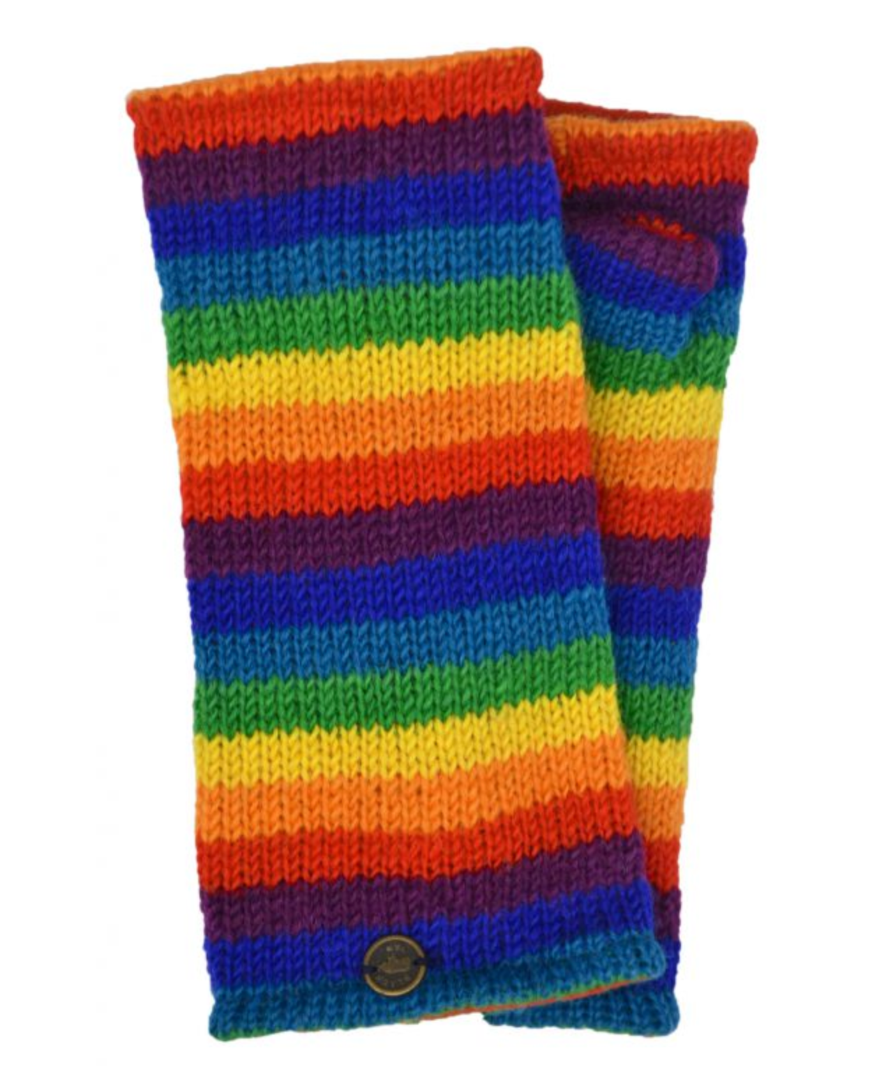 Yak Wool Fleece Lined Hand & Wrist Warmers – Rainbow Stripe