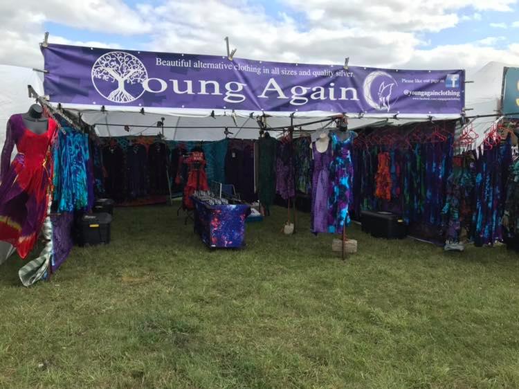 Young Again Clothing stall Wells Market Glastonbury Market Somerset