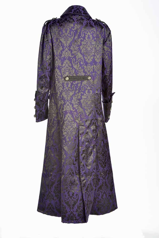 Military Steam Punk - Heavy Brocade Jacket - Purple/Black