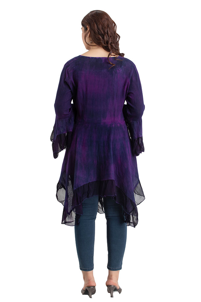Cheesecloth Medieval Sleeve Top – Purple Tie-Dye