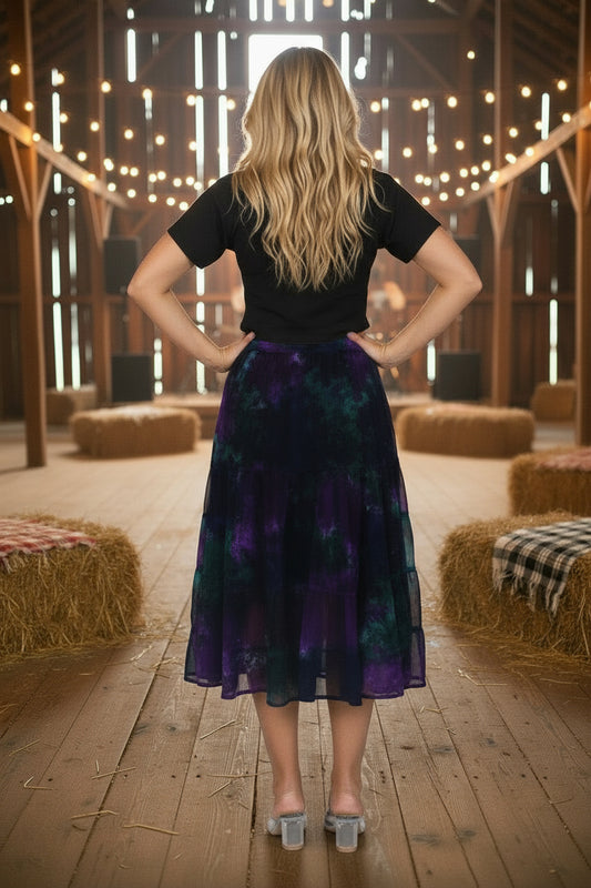 Ashton Skirt Green & Purple 3/4 Length