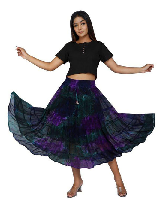 Chiffon Skirt Green & Purple 3/4 Length