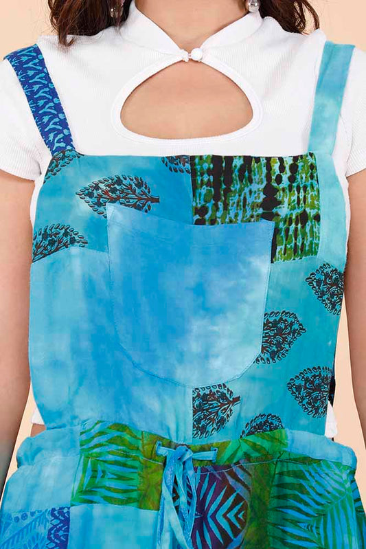 Patchwork Dungarees Turquoise