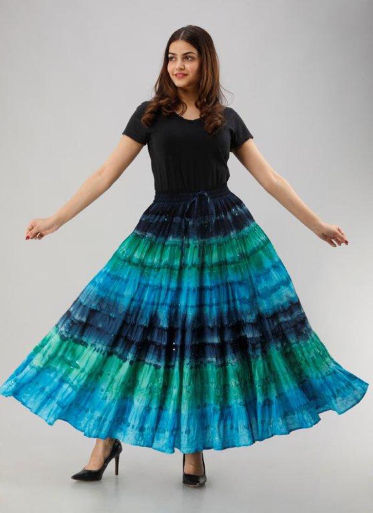 Skirt Cotton Navy Lime  Dip Dye