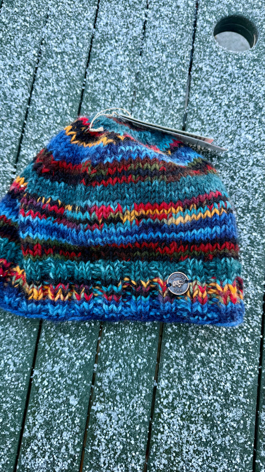 Yak Wool Fair Trade Fleece Lined Beanie Hat – Multicolour Stripe
