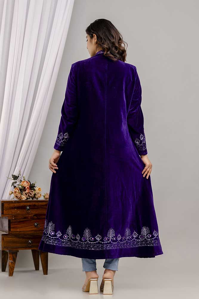 Velvet Coat Long - Rich Purple