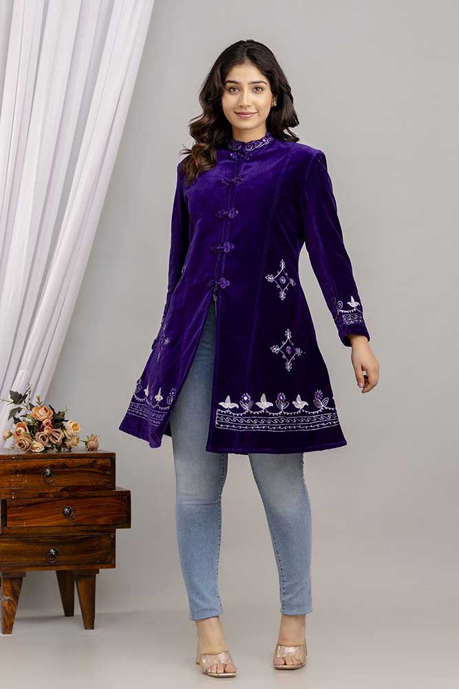 Velvet 3/4 Coat Rich Purple *** NEW COLOUR ***