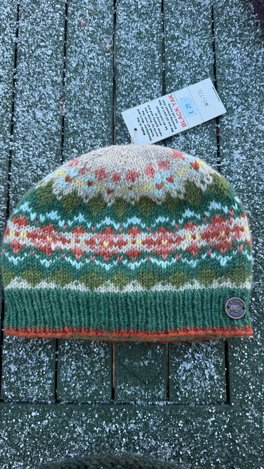 Yak Wool Fair Trade Fleece Lined Beanie Hat – Fair Isle Green