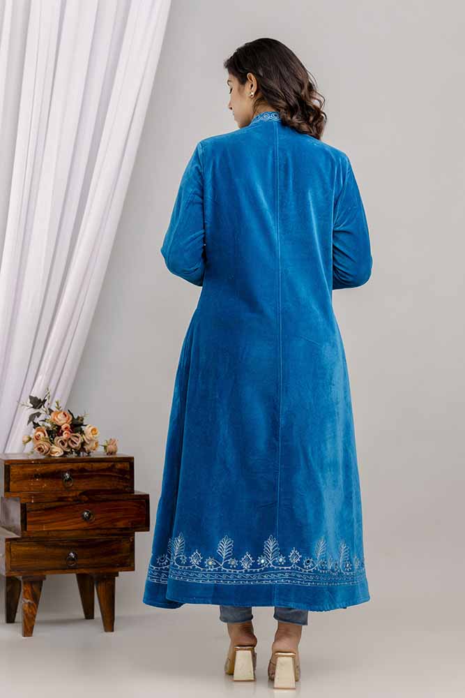 Velvet Coat Long - Electric Blue