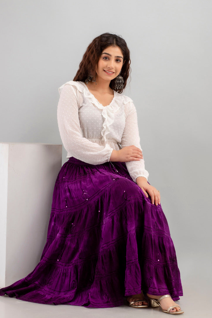 Cotton Purple Skirt - Full Length