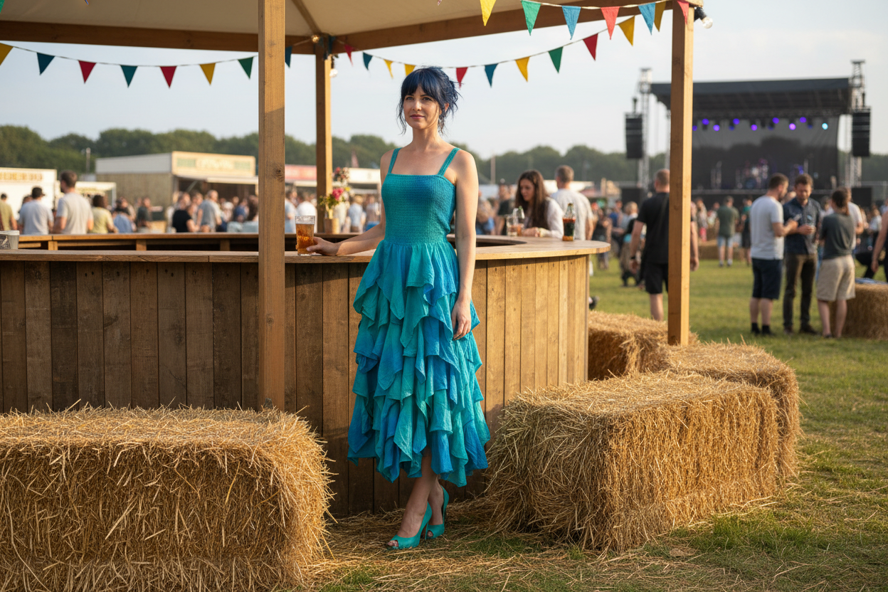 Sky Dress – Turquoise Blue Cotton Handkerchief Maxi Dress | Fit & Flare Boho Summer Style (Copy)