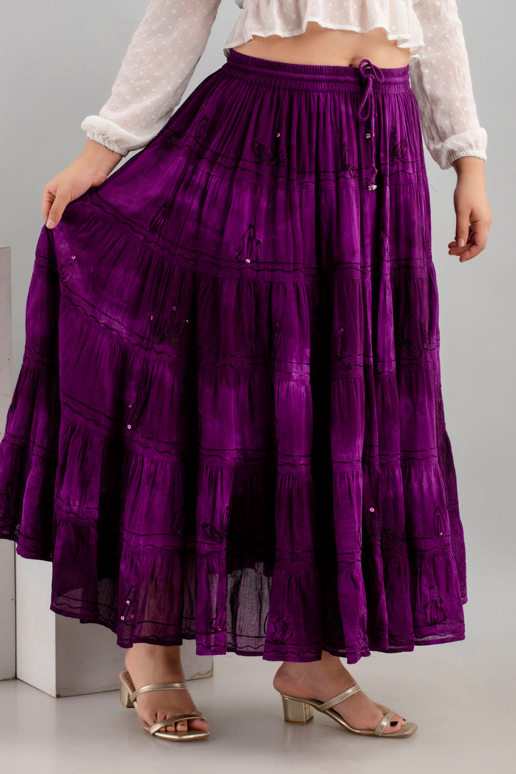Cotton Purple Skirt - Full Length