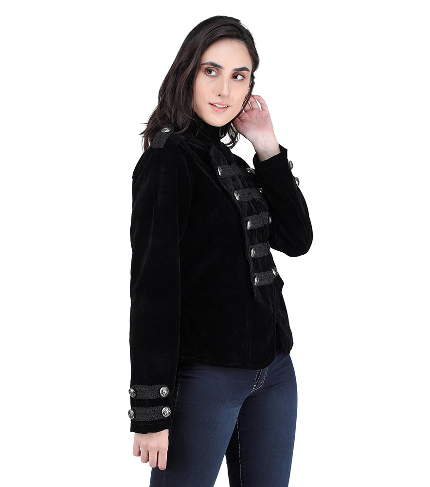 Steampunk Military Velvet Jacket Tailcoat - Black