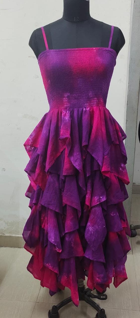 Sky Long Tiered Dress - Berry Mix