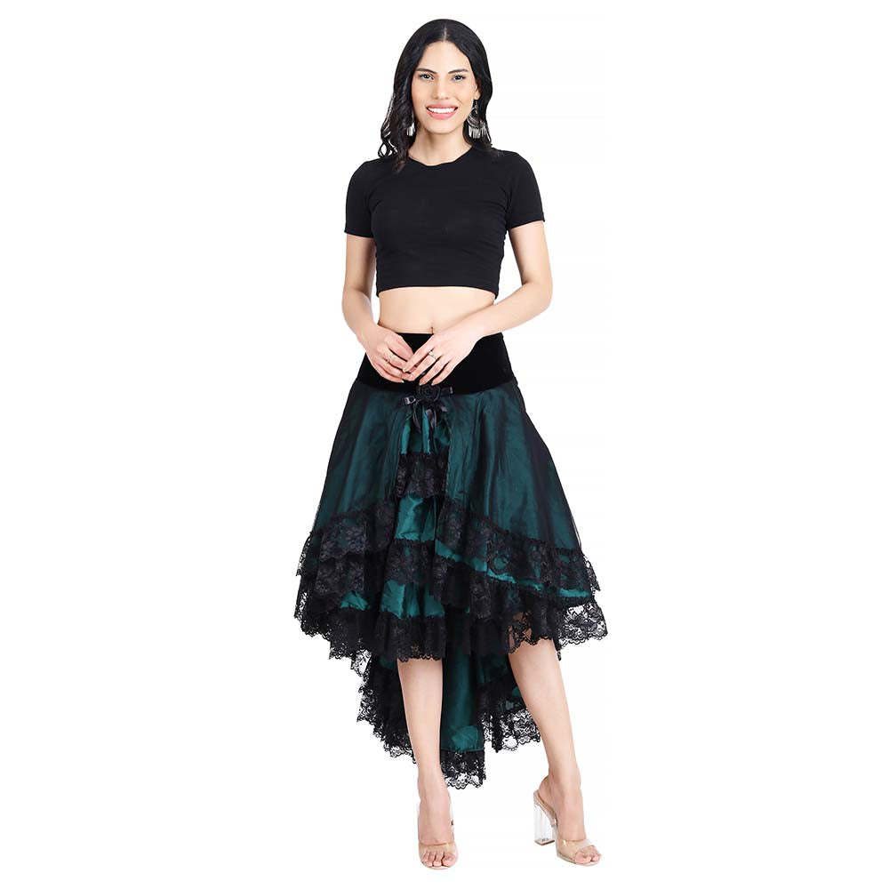 Green Satin Skirt Steampunk / Pirate