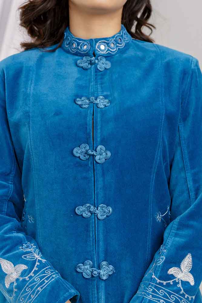 Velvet 3/4 Coat Electric Blue