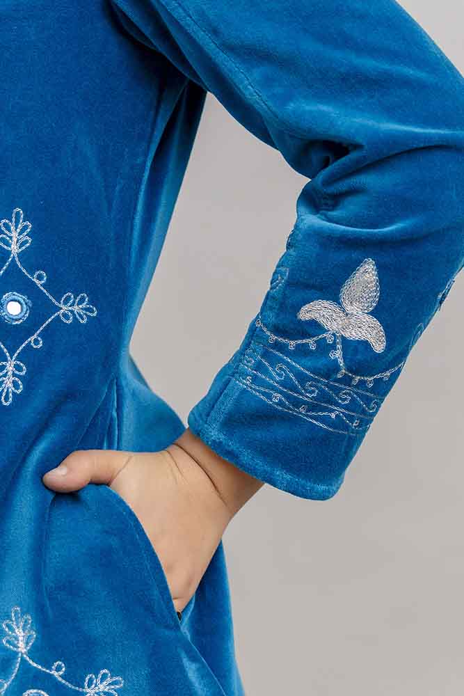 Velvet 3/4 Coat Electric Blue