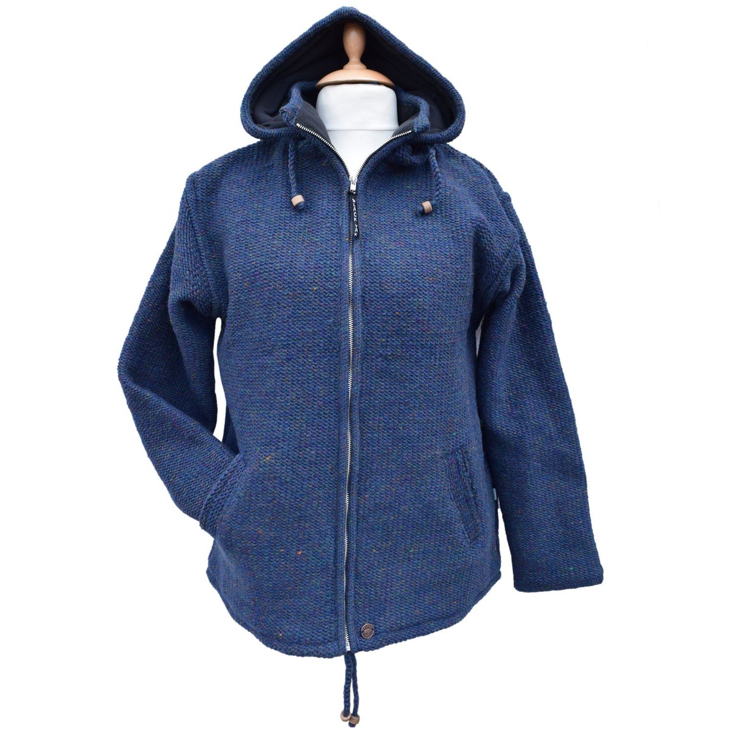 Blue Heather Yak Wool Fleece-Lined Hoody Jacket – Fair Trade Warm Zip Up
