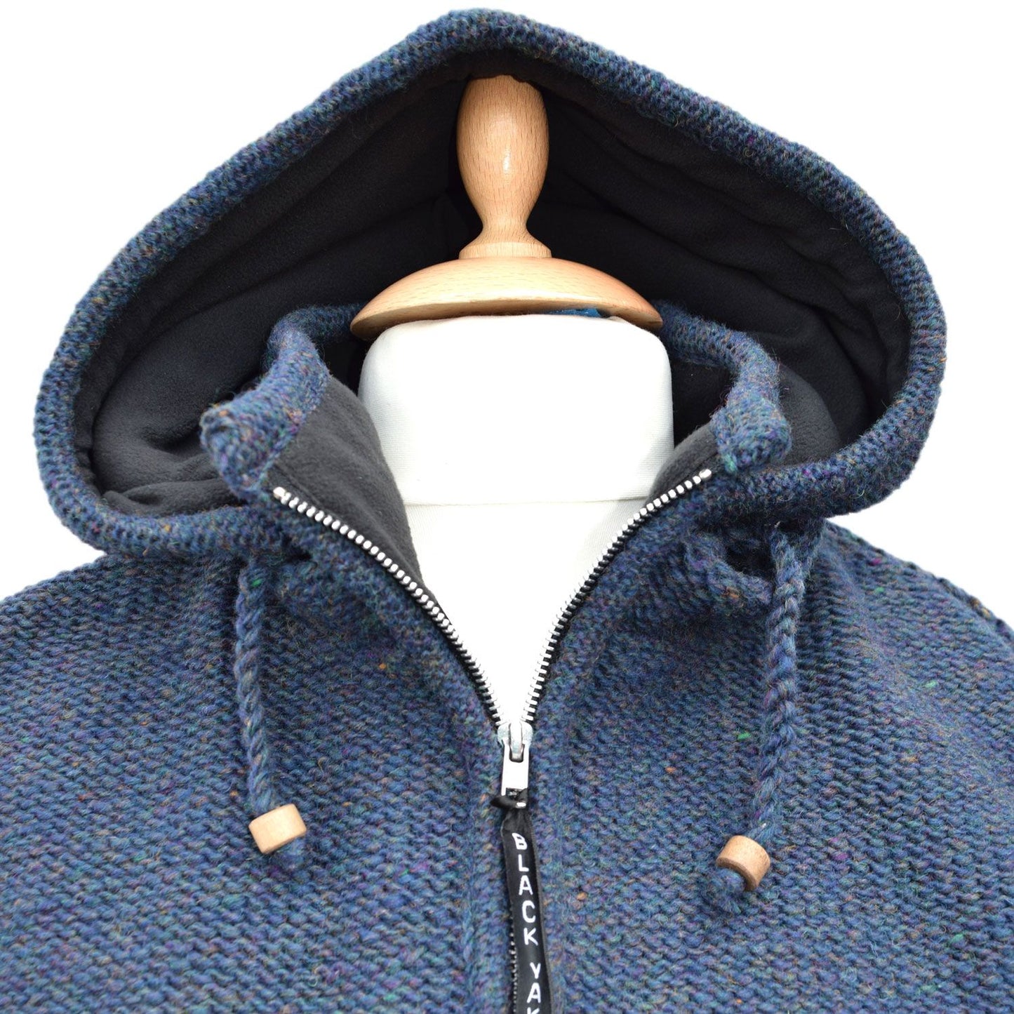 Blue Heather Yak Wool Fleece-Lined Hoody Jacket – Fair Trade Warm Zip Up