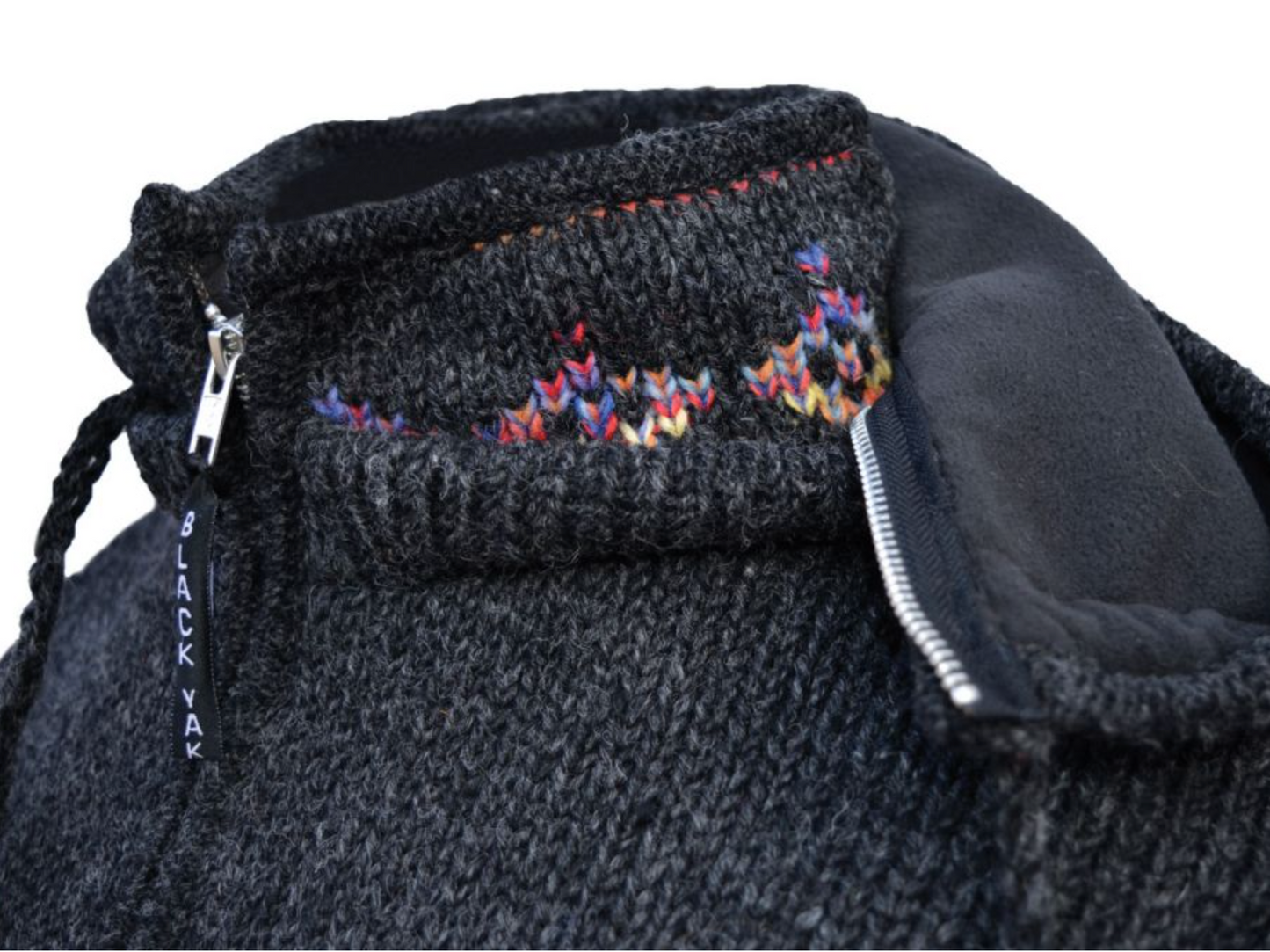 Yak Thick Wool Fleece Lined Jacket Hoody Charcoal Grey - Detachable Hood