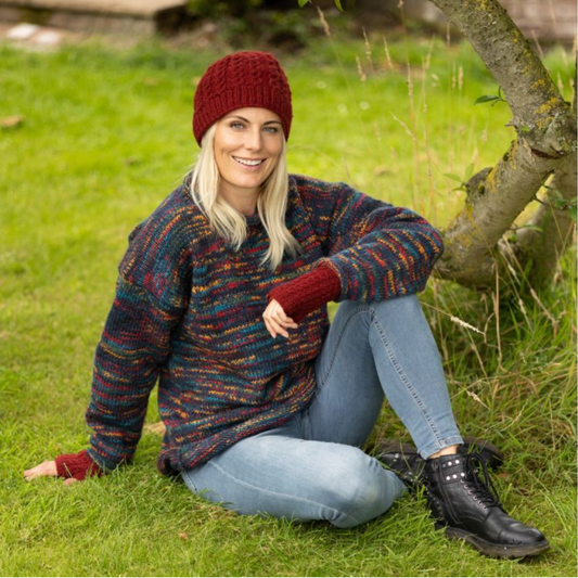 Yak Thick Wool Jumper - Teal Multicoloured
